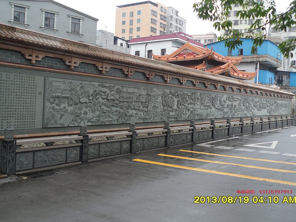 山水浮雕壁畫(huà)-迎門墻山水浮雕圖片適合安裝在什么地方