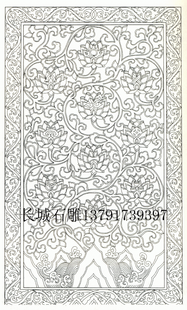 寺院石雕常用圖案，寶相紋御道雕刻圖案