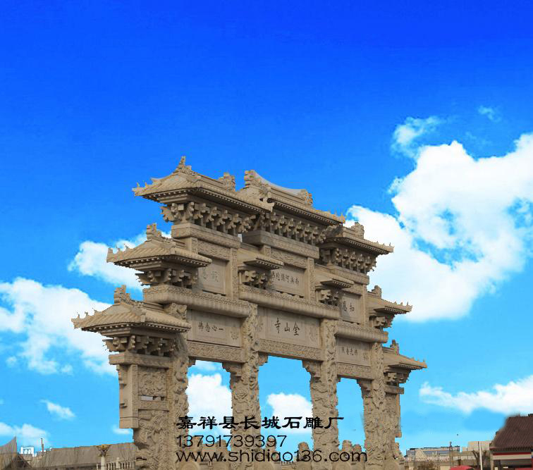 石牌樓-金山寺牌樓浮雕圖案的吉祥寓意。